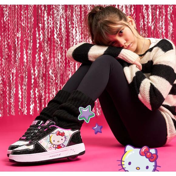Heelys Girls Hello Kitty Kama Sneakers US 1 EU 32 Youth Black White Multi NIB - Picture 2 of 13